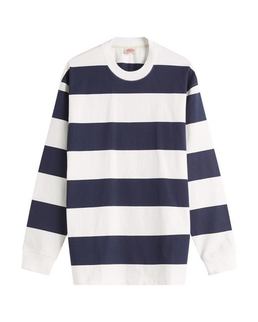 Armor Lux Blue Wide Stripe Long Sleeve T-Shirt for men