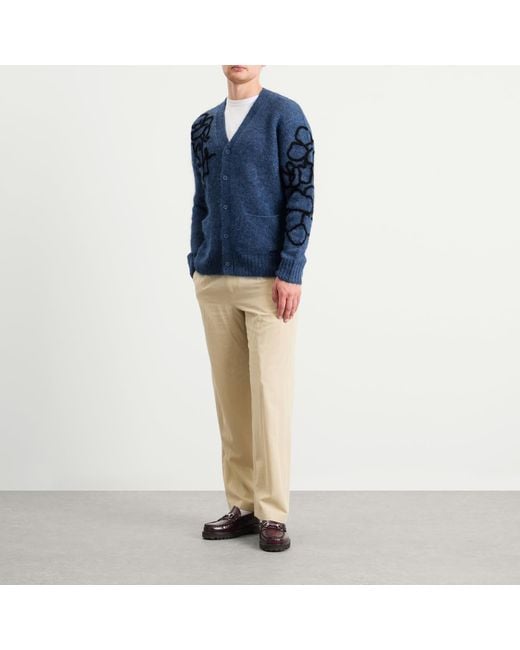 NN07 Blue Kyle Floral Pattern Cardigan for men