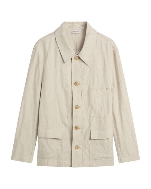 Dries Van Noten Natural Herringbone Cotton Linen Chore Jacket for men