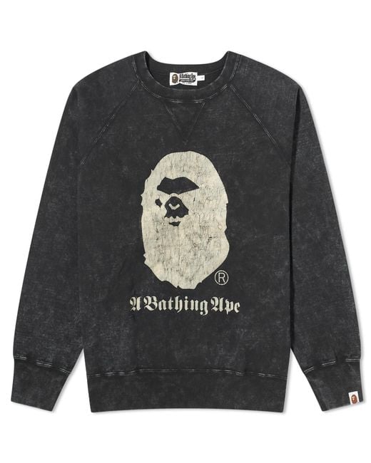 A Bathing Ape Gray Overdye Crew Neck Sweatshirt for men