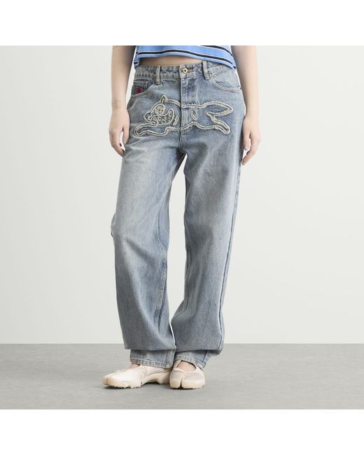 ICECREAM Blue Distressed Running Dog Denim Pants