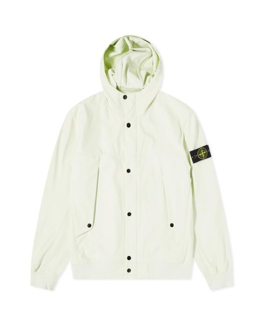 Stone Island White Soft Shell-R Hooded Jacket for men