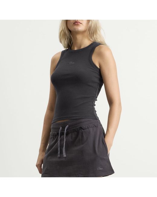 Dime Black Rib Vest Top