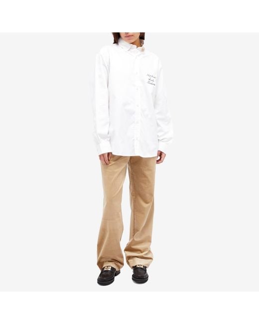 Drole de Monsieur White Presented By End. Embroirdered Slogan Twill Shirt
