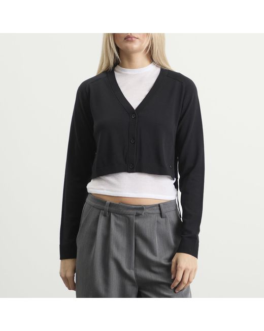 Stel Black Side Tie V Neck Jumper