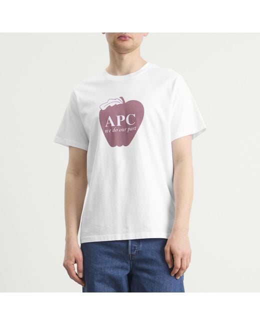 A.P.C. White Apple T-Shirt for men