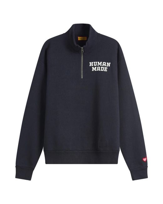 Human Made Blue Half-Zip Sweatshirt for men