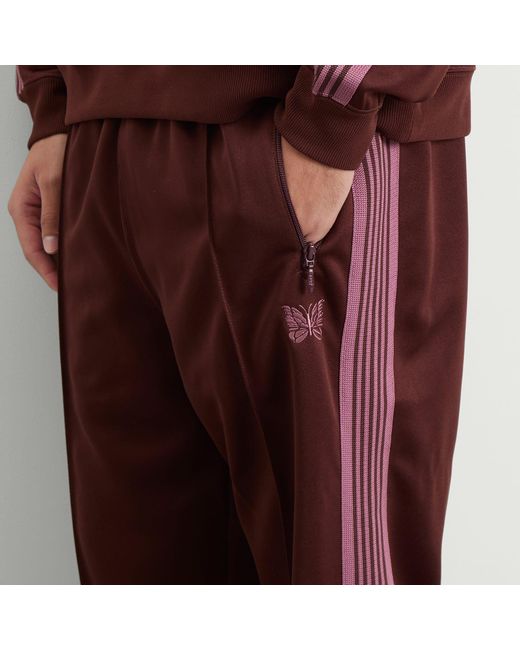 Needles Brown Poly Smooth Zipped Track Pants for men