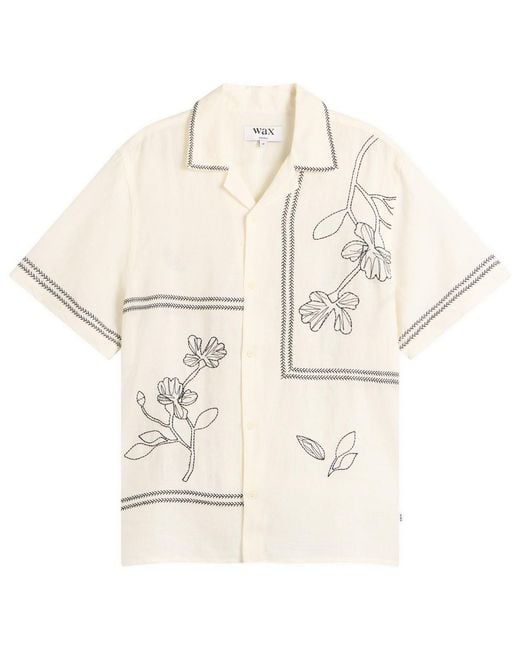 Wax London Natural Didcot Grid Flowers Vacation Shirt for men