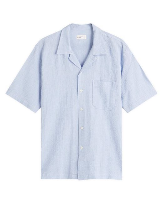 Universal Works Blue Seersucker Road Shirt for men