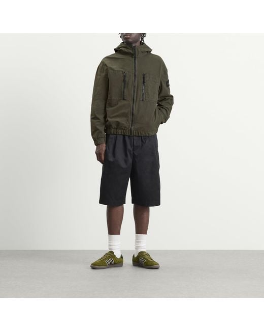 Stone Island Green Organic Cotton Ripstop Hooded Jacket for men