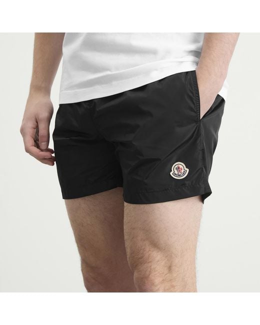 Moncler Black Nylon Swim Shorts for men