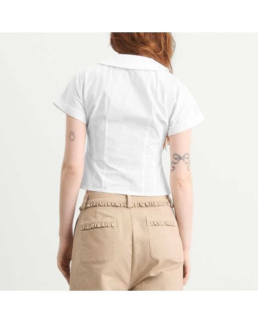 My Mum Made It White Curved Collar Cap Sleeve Shirt