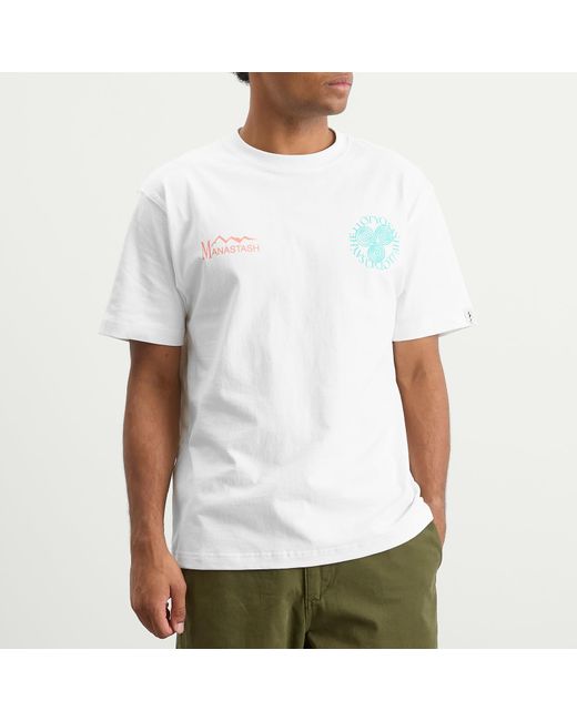 Manastash White Say Hello T-Shirt for men