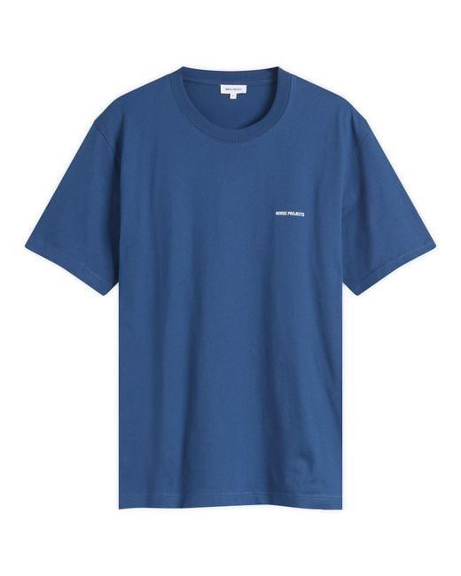 Norse Projects Blue Johannes Organic Norse Logo Print T-Shirt for men