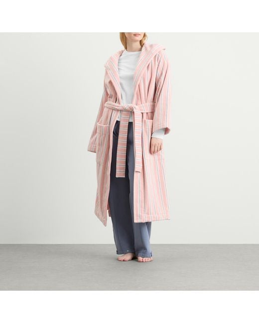 Tekla Pink Terry Hooded Bathrobe