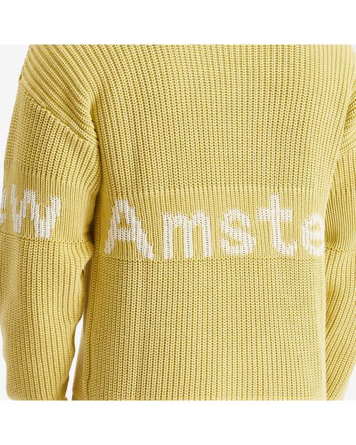 New Amsterdam Surf Association Yellow Logo Crew Knit Sweater for men