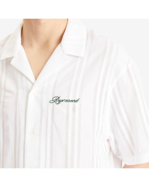 Represent White Embroidered Bowling Shirt for men