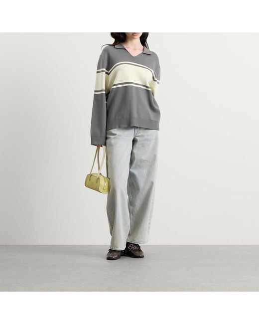 Samsøe & Samsøe Gray Saanne Long Sleeve Polo Top