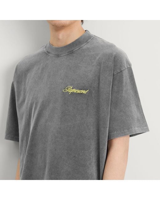 Represent Gray Script Logo T-Shirt for men