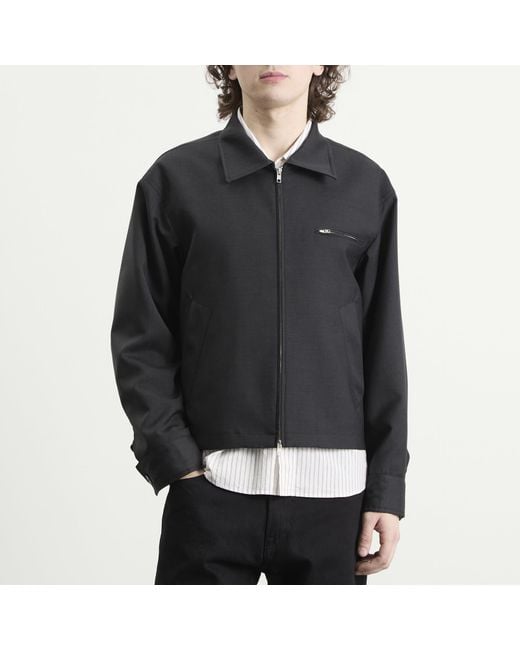 mfpen Black Wool Postal Jacket for men