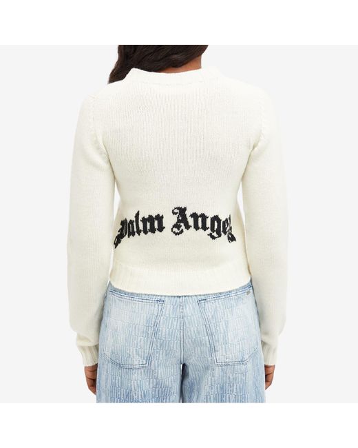 Palm Angels White Curved Logo Sweater