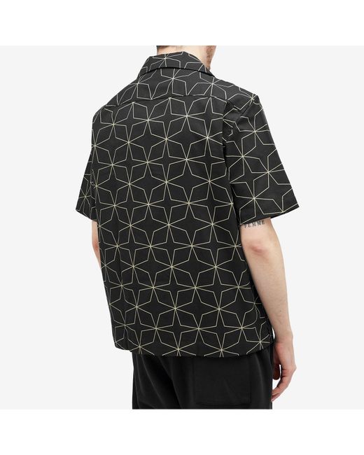 Fred Perry Black Geometric Short Sleeve Vacation Shirt for men