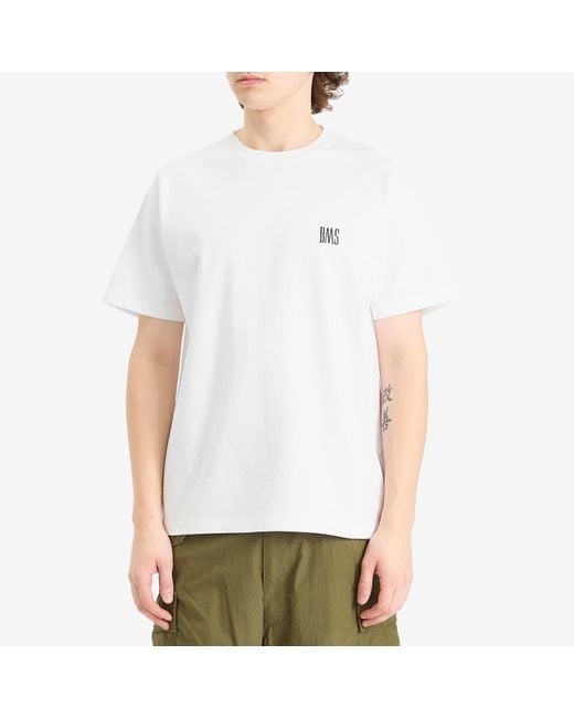 Beams Plus White Bms Logo T-Shirt for men