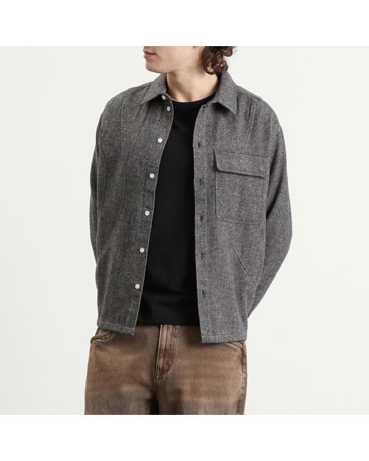 Dime Gray Wool Overshirt for men