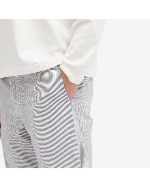 Beams Plus Gray Coolmax Seersucker Ivy Trousers for men