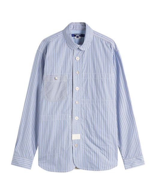 Junya Watanabe Blue Cotton Stripe Check Shirt for men