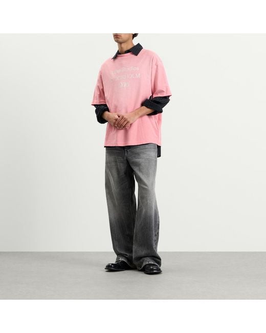 Acne Pink Exford 1996 Short Sleeve T-Shirt for men