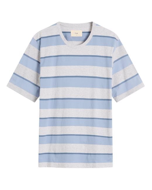 Folk Blue Melange Shadow Stripe T-Shirt for men