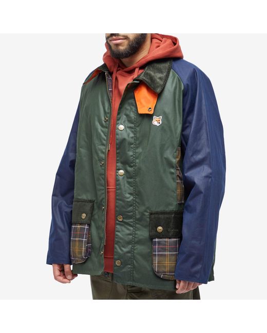 Barbour X Maison Kitsuné Beaufort Wax Jacket in Green for Men | Lyst