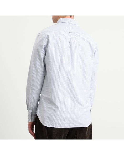 Beams Plus Blue Button Down Candy Stripe Shirt for men