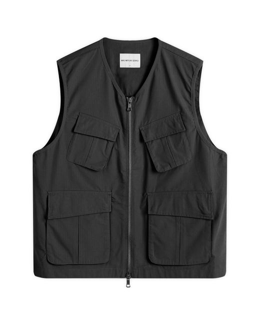 MKI Miyuki-Zoku Black Ripstop Cargo Vest for men