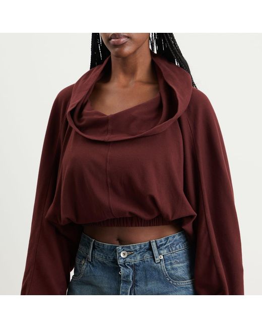 Rick Owens Brown Cropped Hooded Tunic