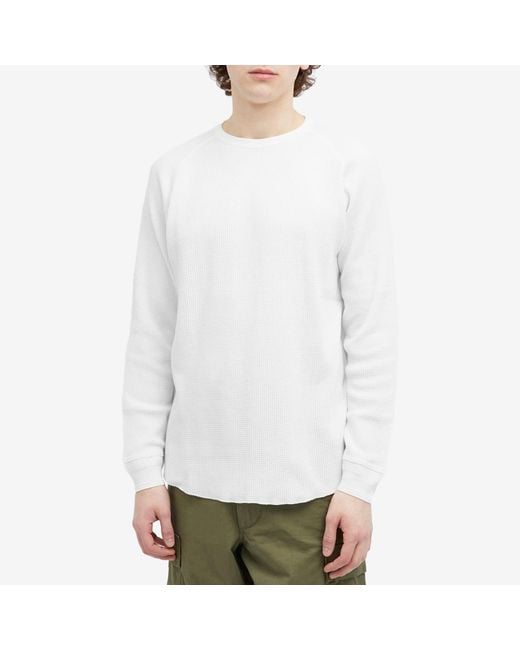 Beams Plus White Long Sleeve Thermal T-Shirt for men