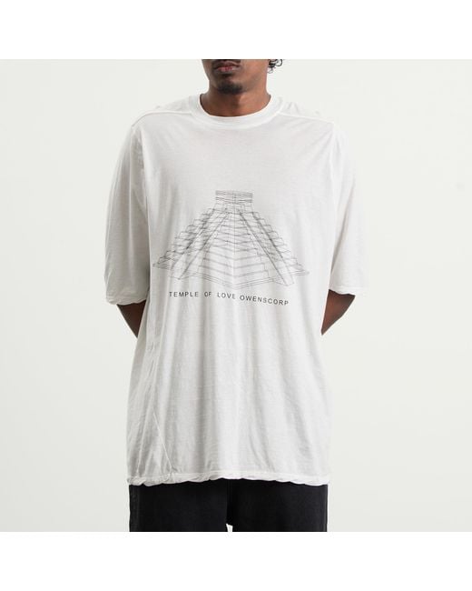 Rick Owens White Temple Of Love Jumbo T-Shirt for men