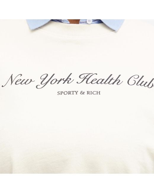 Sporty & Rich Natural Ny Health Club Cropped Crew Sweat