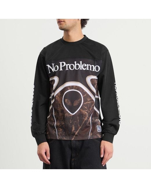 No Problemo Gray Alien Long Sleeve Moto Jersey for men