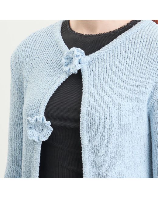 Kijun Blue Double Corsage Cardigan