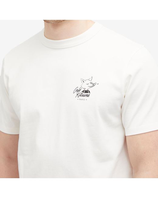 Café Kitsuné White Café Kitsune Fox Relax T-Shirt for men