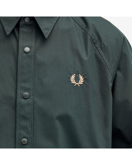 Fred Perry Green Raglan Overshirt for men