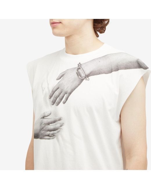MM6 by Maison Martin Margiela White Hand Print Sleeveless T-Shirt for men