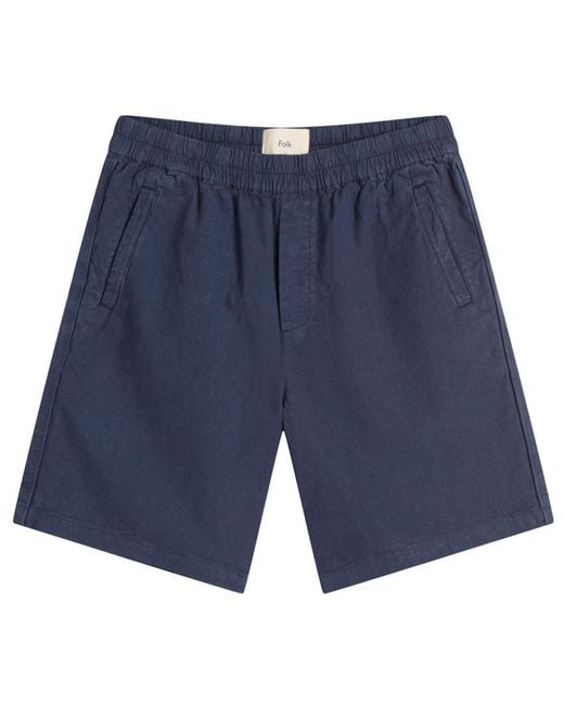Folk Blue Linen Assembly Shorts for men