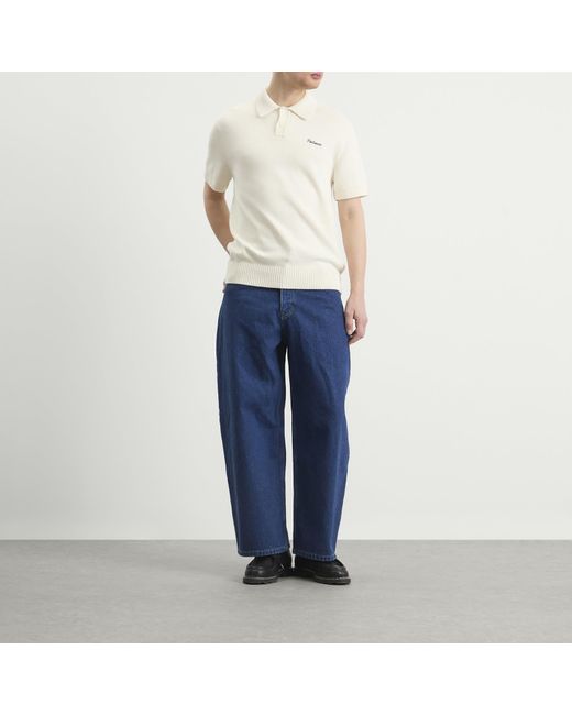 Palmes White Cotton Knit Polo for men