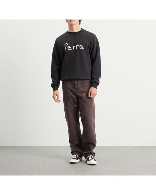 by Parra Black Weird Trad Logo Crew Sweatshirt for men