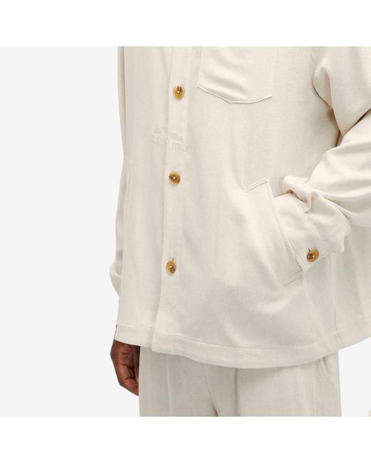 Gcds White Linen Overshirt for men