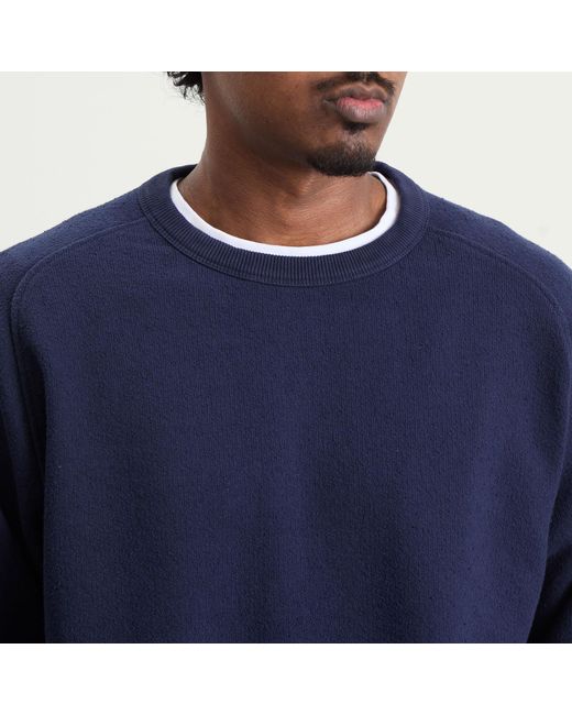 YMC Blue Textured Almost Grown Sweatshirt for men